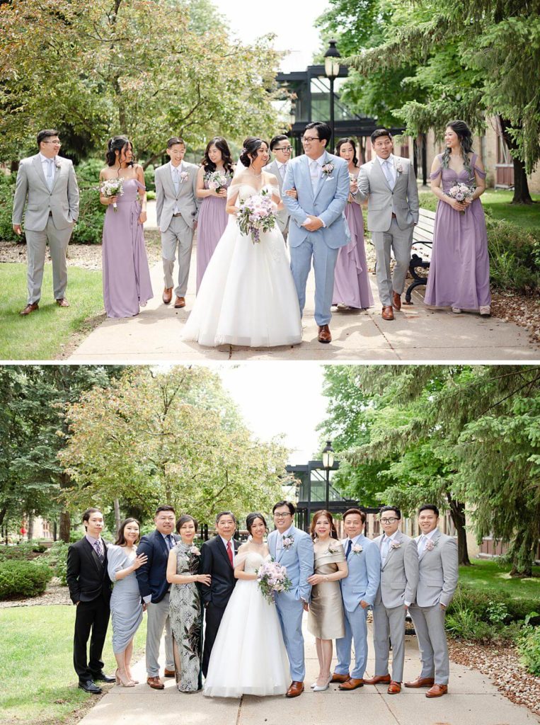 Full bridal party and family photo